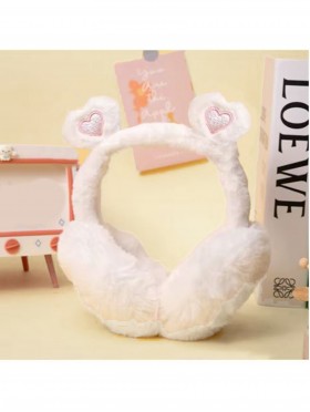 Solid Color Heart Plush Earmuff